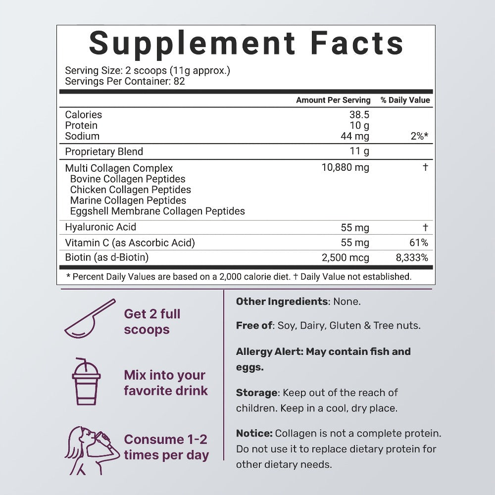 Oufex Multi-Source Collagen Powder - Collagen Complex with Skin Nutrients - Natural Flavor