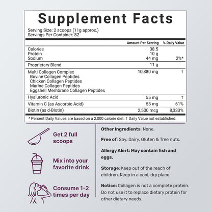 Multi-Source Collagen Powder — Collagen Complex with Skin Nutrients, Hydrolyzed Types I, II & III | Natural Flavor | Anti-Aging Beauty Supplement