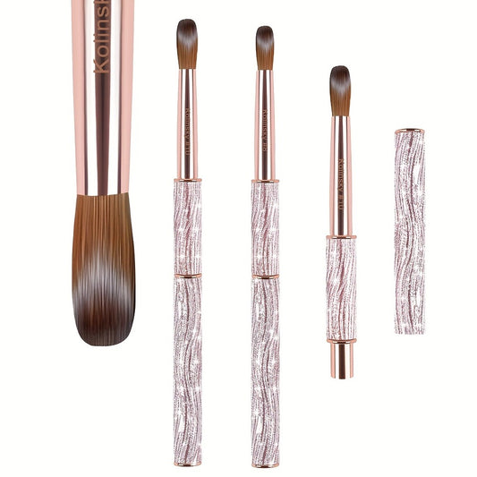 Size #8-#12 Kolinsky Acrylic Nail Brush Sparkling Pink Metal Handle Nail Art Brushes for Acrylic Application Professional Nail Extension Manicure Tool