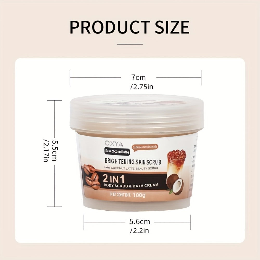Raw Coconut Latte Scrub - Deep Moisturizing Cleansing and Exfoliating for Face & Body, Gentle Non-Irritating with Shea Butter and Coconut Oil, Suitable for All Light Beige Types, Unisex Skincare Essential
