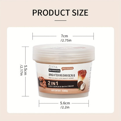 Coconut Body Scrub with Shea Butter & Coconut Oil — Raw Coconut Latte Exfoliating Scrub, Deep Moisturizing Face & Body Exfoliator, Gentle Non-Irritating Formula, All Skin Types, Unisex Skincare