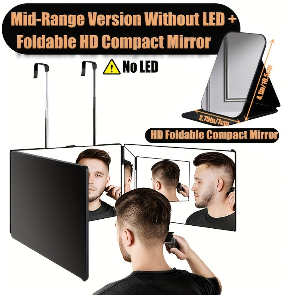 360-Degree Viewing Angle Hair Cutting Mirror, 3-Way Self Haircut Mirror with Clear Anti-Fog HD Glass, USB Rechargeable, Beauty And Personal Care, Barber's Mirror, An Ideal Choice for Gifts, Wedding Makeup Mirror Which Can Illuminate Your Beauty