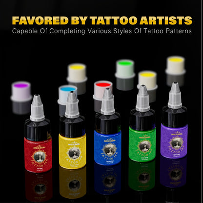 Tattoo Ink Set 14 & 21 Colors 0.5oz Per Bottle — Vibrant Long-Lasting Pigment Kit for All Tattoo Styles, Body Art & Permanent Makeup, Beginners & Professional Artists
