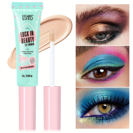 USHAS Long-Lasting Waterproof & Buildable Eyeshadow Primer & Base - Pastel & Vibrant Colors (Pink, Blue, Green, Golden, Turquoise, Purple, Black, White) - Natural End, All Light Beige Types, Sensitive Light Beige Safe