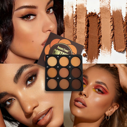 Contour Palette 9 Colors — Matte Face Contouring & Bronzer Kit, Deep Brown Tones, Multi-Functional Professional Makeup for All Skin Tones, Daily, Party & Date Looks, Ideal Holiday Gift