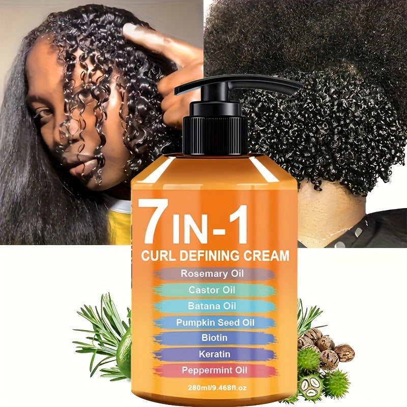 Upgraded Curl Styling Cream, Containing Seven Hair Care Ingredients Such As Argan Oil And Rosemary Oil - Natural Fluffy, Long-lasting Styling, Moisturizing, Suitable for Waves And Curly Hair, Curling Products And Hair Care Products to Protect Hair