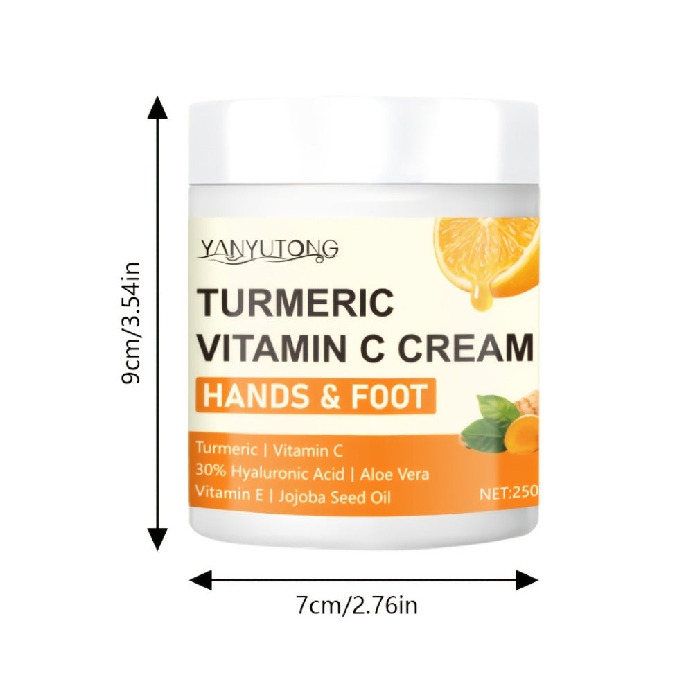 Turmeric Vitamin C Foot Moisturizing Cream, Rich in Vitamin C And Hyaluronic Acid - Hydration And Moisturization, Gentle Exfoliation, Ideal for Dry And Cracked Heels, Feet, And Elbows Care