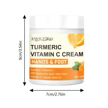 Turmeric Vitamin C Hyaluronic Acid Foot Cream for Dry Cracked Heels Deep Hydration Repair Moisturizer Elbows Rough Skin Gentle Exfoliating Heel Balm 250g