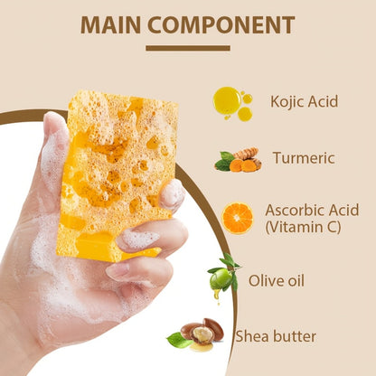 Turmeric Soap Bar Set with Lemon Handmade Natural Exfoliating Face Body Cleansing Soap Oil Control Alcohol Free with Lathering Screens 6 / 12pcs