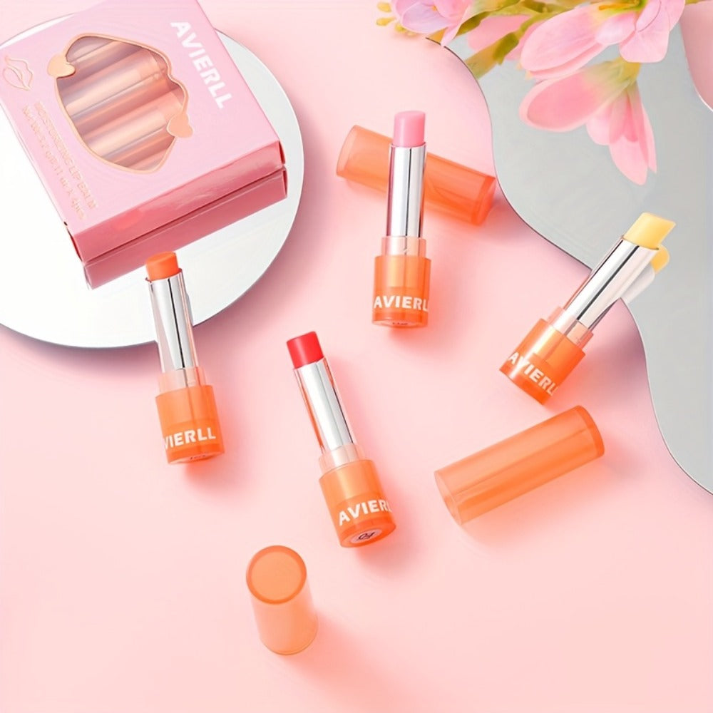 Lip Balm Set 4pcs Waterproof — Long-Lasting Moisturizing & Nourishing with Vitamin E Oil & Plant Oils for Dry Chapped Lips, Women's Lip Care Gift Set