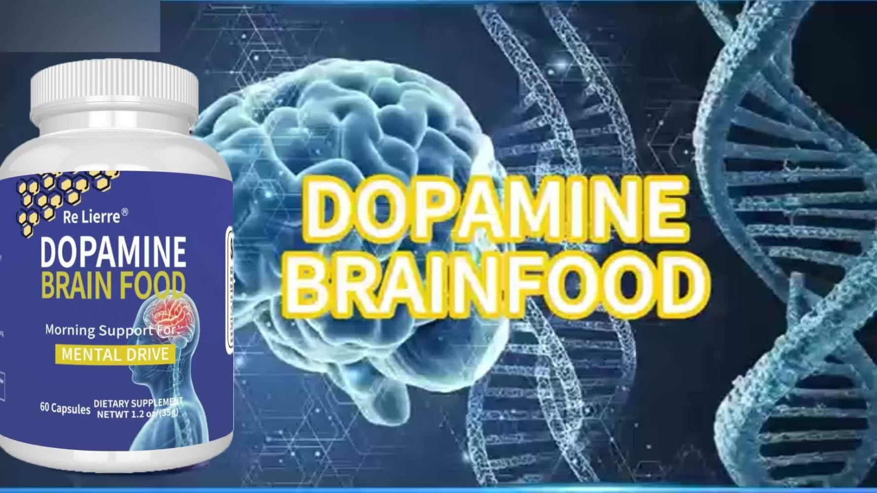 [Brain Support & Sleep] Relierre Dopamine Brain Support Capsules with Magnesium & Magnesium Glycinate, Focus & Restorative Sleep, High Potency Nootropic for Mental Clarity & Vitality
