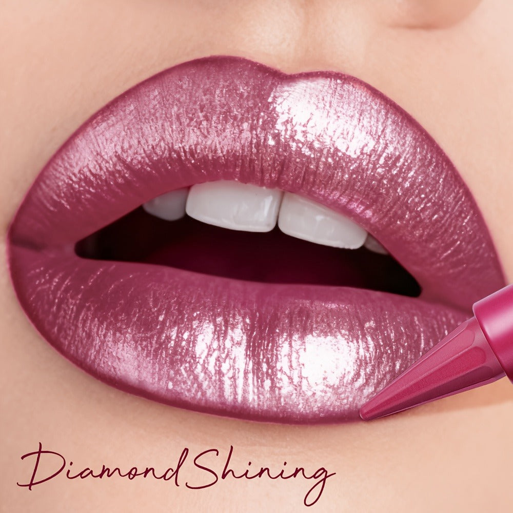 Metallic & Matte Lipstick Set 2pcs — Highly Pigmented Waterproof Pointed-Tip & Shimmer Lip Color Combo, Long-Lasting Beauty Gift for Women
