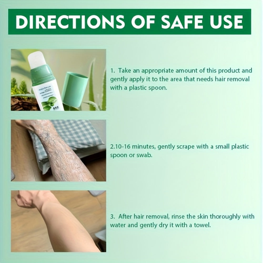 3.53 oz Of Aloe Vera Hair Removal Cream, Gentle And Non-irritating, Removes Hair Thoroughly And Quickly In 5 Minutes. Suitable for Lips, Armpits, Legs, Arms, Private Areas, Chest, And for Both Men And Women All Over The Body