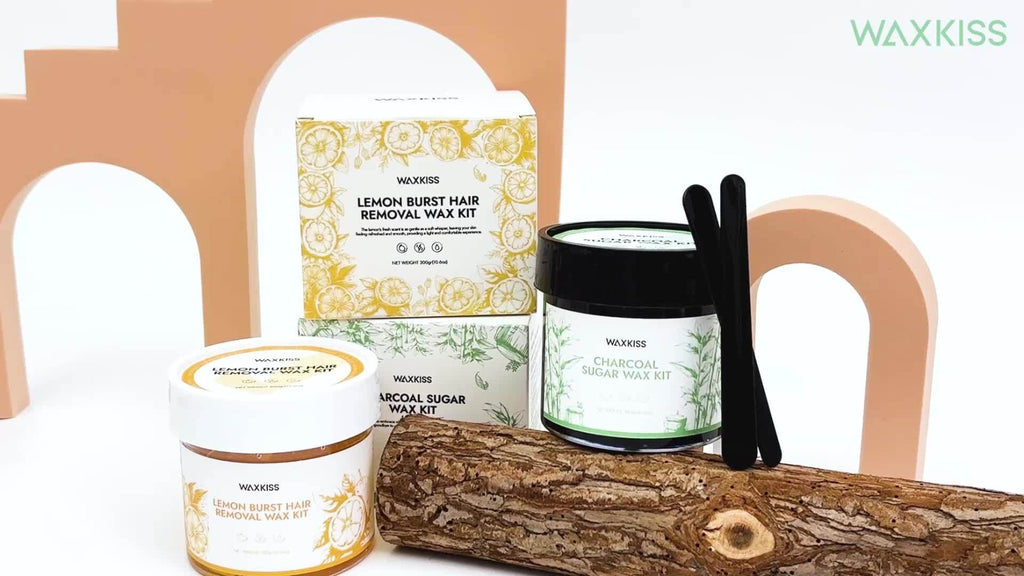WAXKISS 300G Lemon Sugar Wax Hair Removal Soft Wax Beeswax Hair Removal Kit New Formula Is Gentle And Non-Irritating, Precise Hair Removal Without Residue, (1 Can Of Soft Wax, 12pcs Of Hair Removal Paper, 2 Wax Sticks)