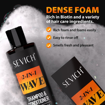 Biotin Wave Shampoo & Pomade 2-in-1 for Men - 360 Wave Deep Cleansing Conditioning Hair Product - Strengthens Hair, Defines Waves with Glycerin Formula, 200ml