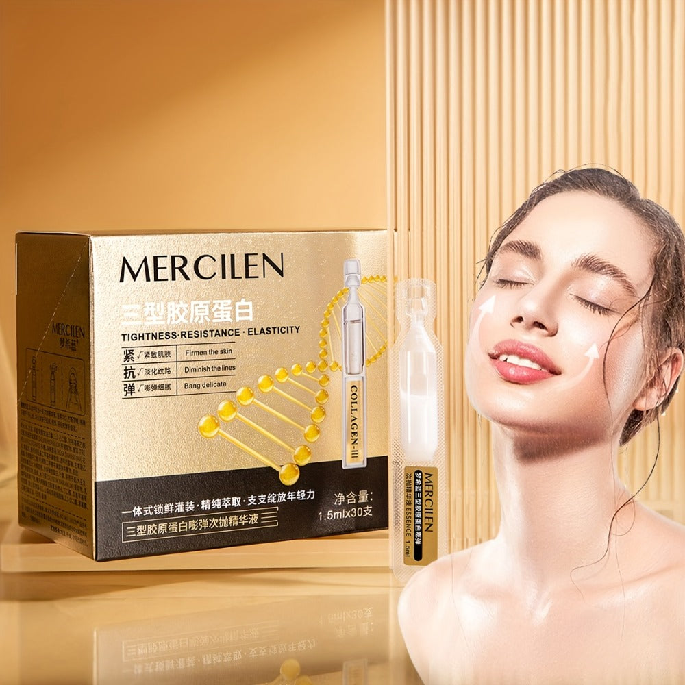 Collagen Face Serum with Plant Squalane - Hydrating Firming Anti-Wrinkle Essence Alcohol-Free Fragrance-Free for Sensitive Skin Restores Elasticity 1.52oz