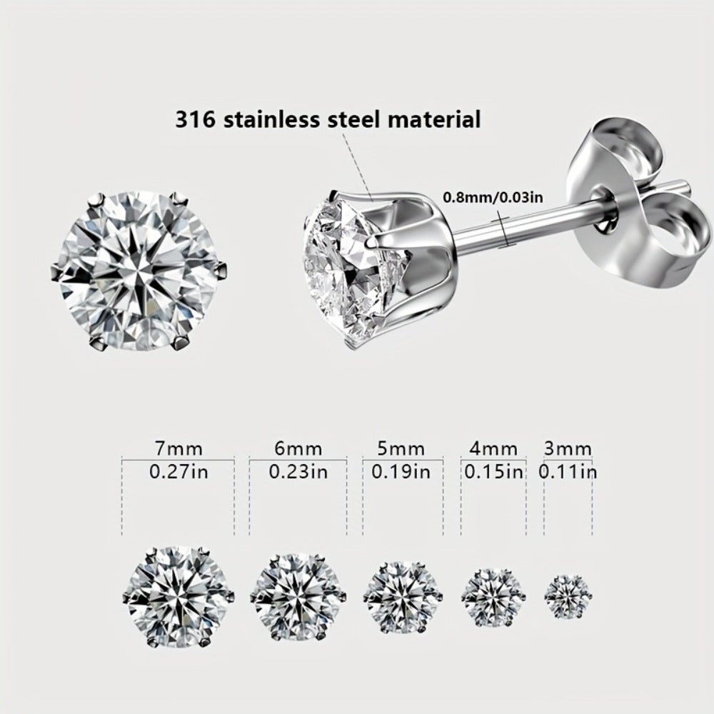 Professional Ear Piercing Gun Set, Reusable, Including 24 Ear Studs, 10 Cubic Zirconia Fashion Earrings | Self-contained Ear And Nose Piercing Tools, Including A Marking Pen, Stainless Steel Jewelry Set