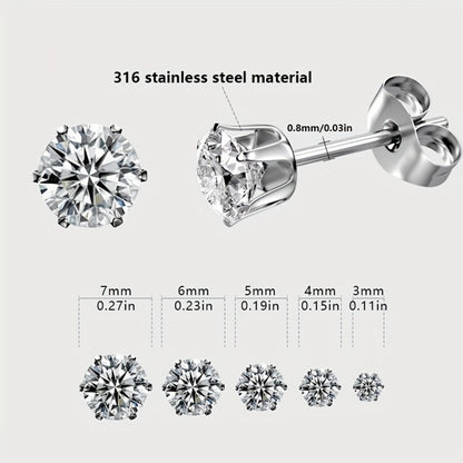 Ear Piercing Gun Kit Reusable Stainless Steel — 24 Ear Studs, 10 Cubic Zirconia Fashion Earrings, Marking Pen, Nose Piercing Tool Complete Body Piercing Set