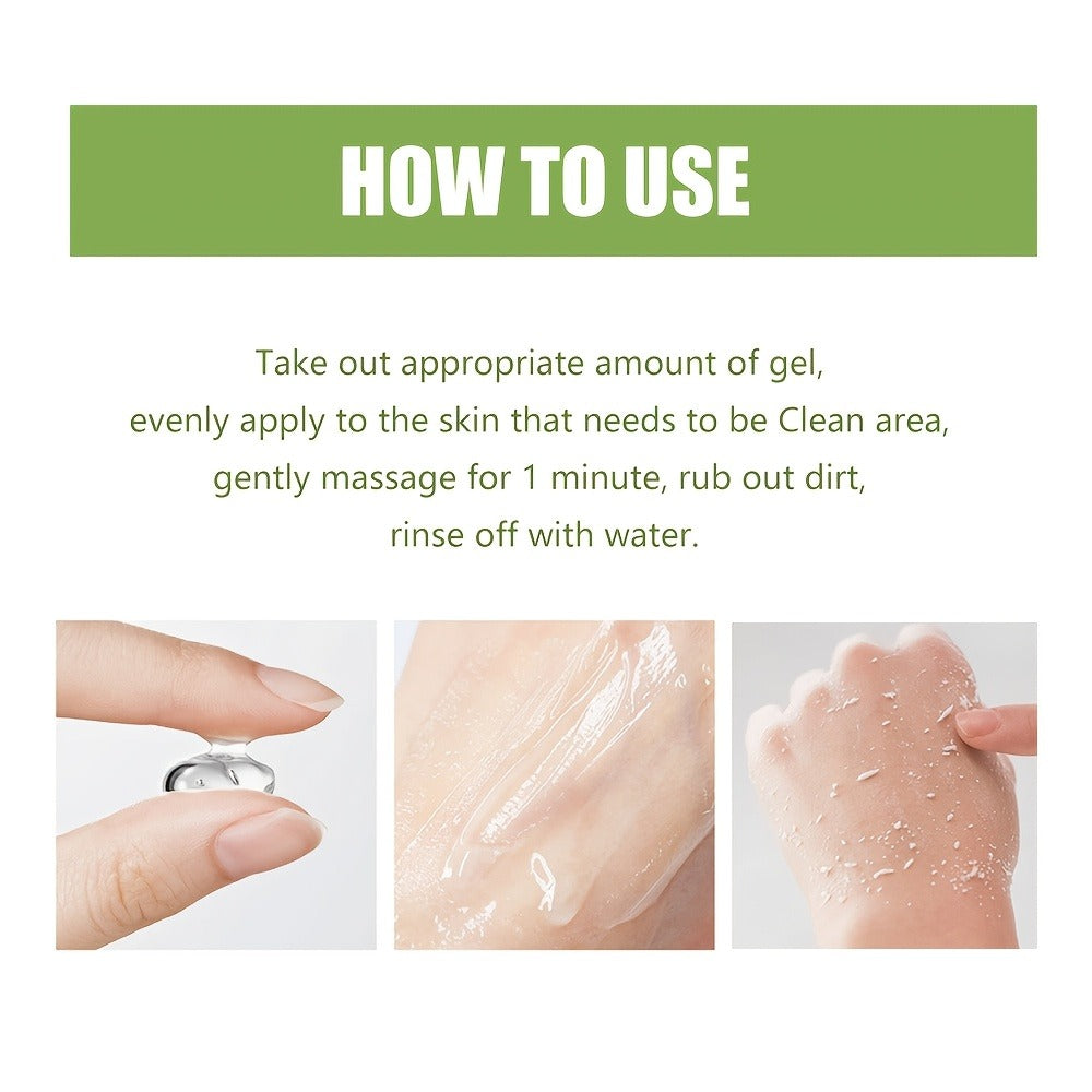 Body Scrub Gel with Aloe Vera, Rose & Chamomile Extract — Deep Cleansing Exfoliating Scrub for Face & Body, Unclogs Pores, Softens & Moisturizes, Unisex, 200g / 7.05 oz
