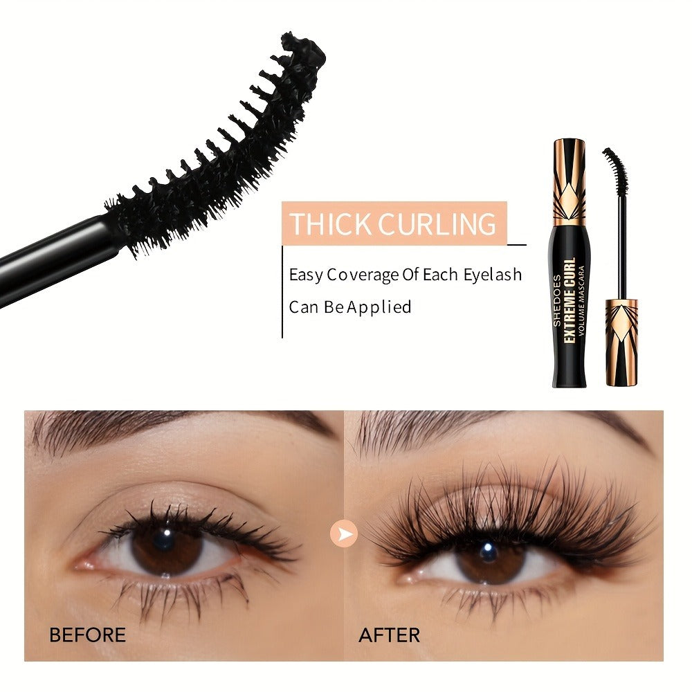 Waterproof Mascara Set 2PCS - Lengthening Volumizing Thick Curly Lashes Natural Extension Long-Lasting Hold Crown Mascara for Women