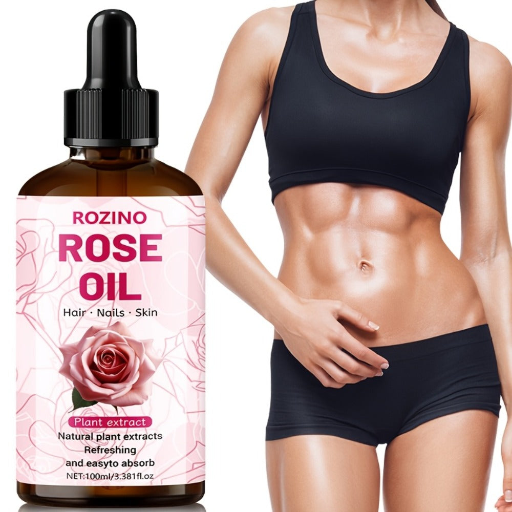 3.38oz Rose Oil: Premium Rose Scent. for Massage, Shower, Skincare, Face, Body, Nails, Hair, Lashes. Unisex.