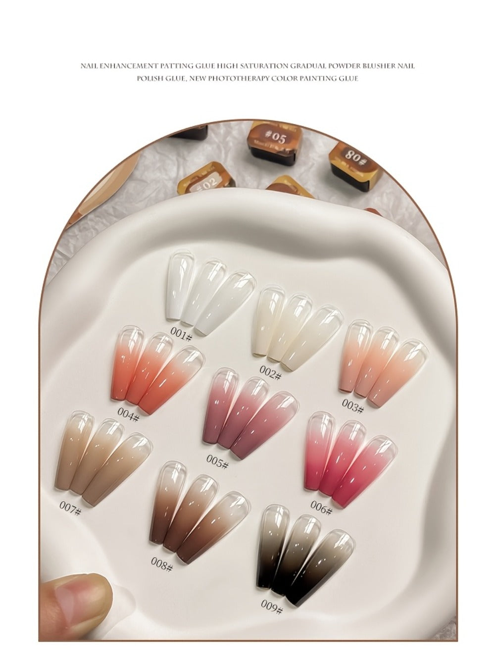 Gel Nail Polish Set 9 Colors - Multicolor Gradient Nail Art Kit, Mini 9-Grid Collection for Ombre & Patting Glue Designs, Long-Lasting UV LED Gel Polish for Salon & Christmas Holiday Nail Art Gifts