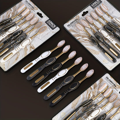 Soft Bristle Toothbrush Travel Set Anti-Slip Olive Handle Full Size Head Gentle Cleaning Oral Care for Adults Couples Household Gloryin 6pcs 12pcs
