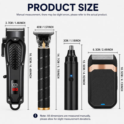 Rechargeable Electric Grooming Kit with LCD Display - Cordless Hair Clipper & Trimmer Set for Home, Travel & Car Use, Gift for Men, Husbands & Boyfriends