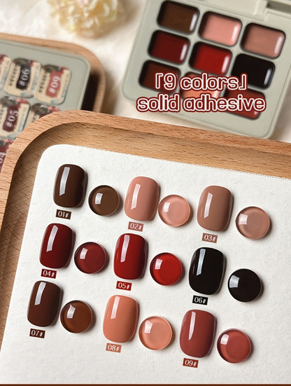 Gel Nail Polish Set 9 Colors Autumn Harvest High Saturation Long-Lasting Soak Off LED Alcohol-Free Solid Gel Polish Kit for Salon & Home Manicure with Light Therapy Pen