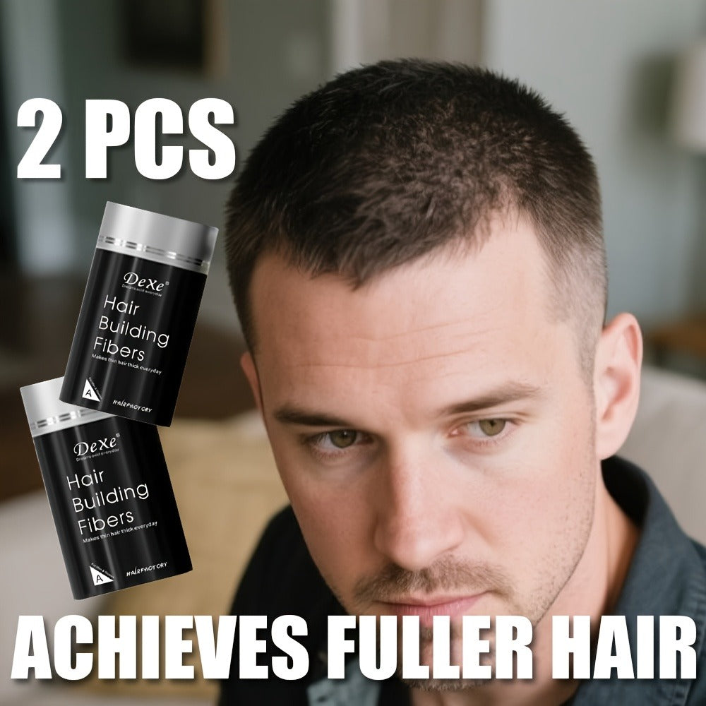 Hair Fiber Powder 2pcs DeXe 22g, Instant Hair Thickening Fibers, 1-Second Adhesion, Natural Fine Finish, Unisex for Men & Women, Travel & Business Ready — Black, Dark Brown