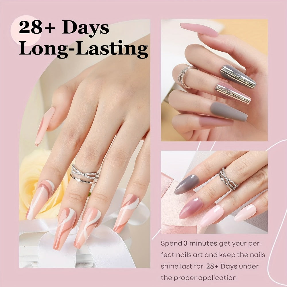 11pcs Dip Powder Nails Kit Starter – Perfect for French Manicures & Salons – 4 Colors, Base & Top Coat, And Nail Tools!