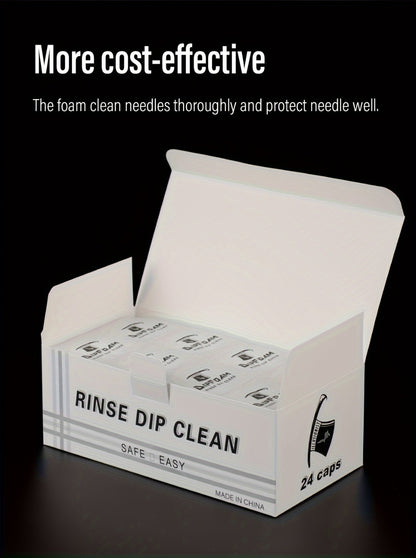 Tattoo Needle Dip Clean Cups 24Pcs Foam Liner Design Odorless Safe Cleaning for Cartridge & Traditional Needles Non-Electric Gentle Tattoo Needle Cleaner