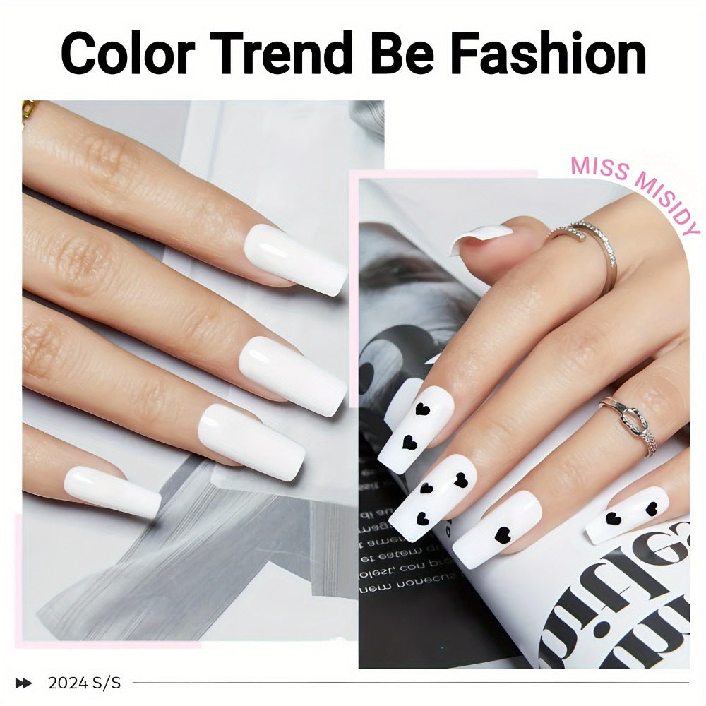 MISS MISIDY 0.54oz Pure Black & White Gel Nail Polish - Odorless, Durable Manicure & Pedicure Solution, Easy Application for Professional End, Nail Gel Polish, Essential for Manicure, Elegant Nail Design, Scentless Formula