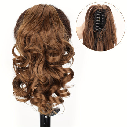 Claw Clip Ponytail Extension 8 Inch Heat Resistant Synthetic Hair for Women Multi Color Dark Gray Black Brown Golden Khaki Daily Casual Halloween
