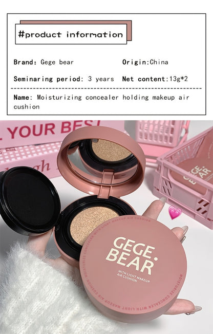 Cushion BB Foundation Cream with Replacement Core - Waterproof Oil Control Invisible Pore Coverage, Moisturizing Lightweight Formula, Buildable Natural Finish for All Skin Types, Ivory White
