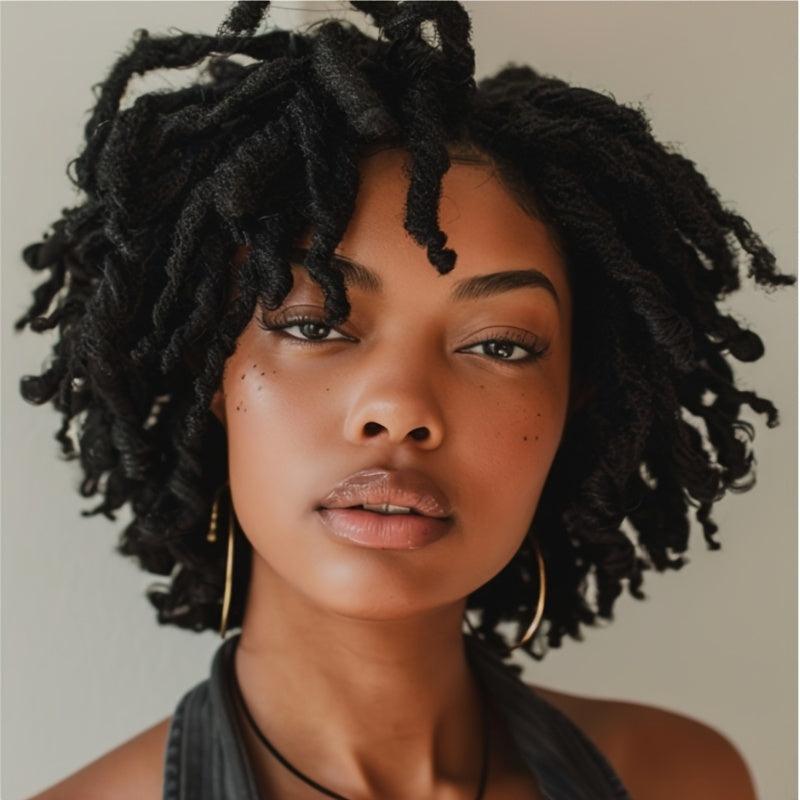 Dreadlock Braided Wigs with Headband Synthetic Goddess Faux Locs Hair Wig with Curly Ends Freetress Twist Crochet Hair Wigs for And Men Wigs Heat Resistant Fiber for Daily Party Use(1B, Dreadlock Wig)