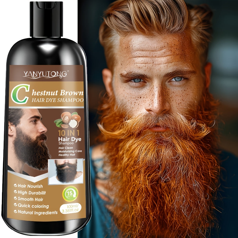 Shampoo for Beard And Hair Coloring | Made with Natural Plant Dyes, Soft on The Scalp, Quick Gray Coverage - Available in 3 Shades (Black, Dark Brown, Chestnut Brown) | Perfect Present for Halloween, Christmas, And Valentine'S Day