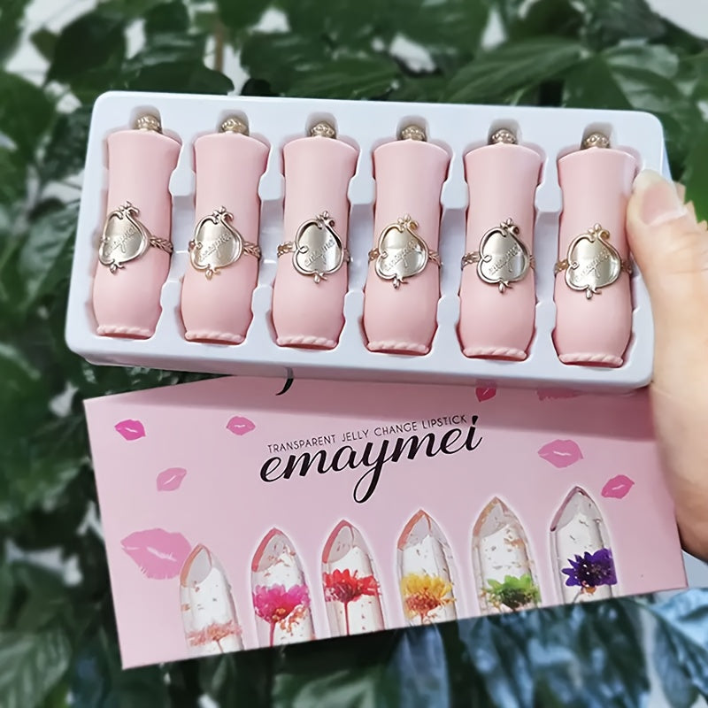 [6pcs Moisturizing Lipstick] 6-piece Transparent Petal Lipstick Set | Long-Lasting Moisturizing, Prevents Dryness | Perfect for Autumn, Winter, and Mother's Day Gift