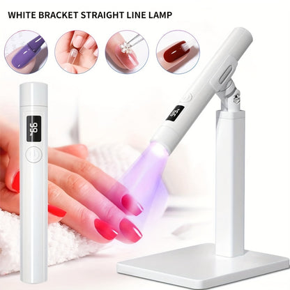 LED Nail Lamp 360° Rotating Head USB Powered with Digital Timer 45s/60s & Nail Stamp - Gel Polish Curer with Condenser Lens for Manicure & Nail Art, White & Pink