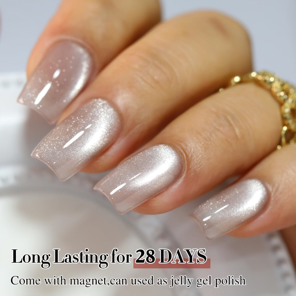 MISS MISIDY 0.54oz Ice Clear Nude Cat Eye Gel Nail Polish - Long-Lasting Nail Polish, No Residue, Quick-Dry Glossy Finish, Fragrance-Free Formula for Salon & Home Manicure/Pedicure - Professional & Everyday Nail Art Designs, Nail Polish Gel, Pedicure Prod