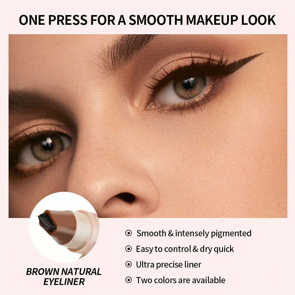 Eyeliner Stamp Pen 3PCS Double-Headed Rotating Waterproof - Quick-Dry Smudge-Proof 24H Wear Winged Liner Stamp for Perfect Cat Eye, Black & Brown, Beginner-Friendly Eye Makeup