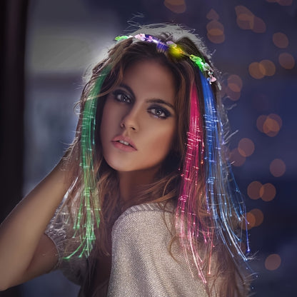 LED Flower Crown Headbands 36 Pack Light Up Floral Headband Fiber Optic Glow Party Favors for Women Girls Wedding Birthday Halloween Mardi Gras Cosplay Beach Festival Tiara Accessories