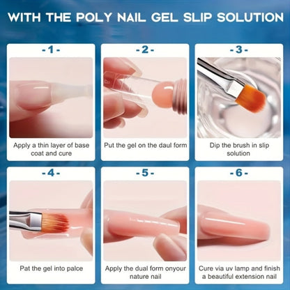 Poly Nail Gel Slip Solution 2.6oz with Container - Anti-Stick Liquid for Poly Extension Gel Nails, Easy Application & Smooth Finish for Nail Art