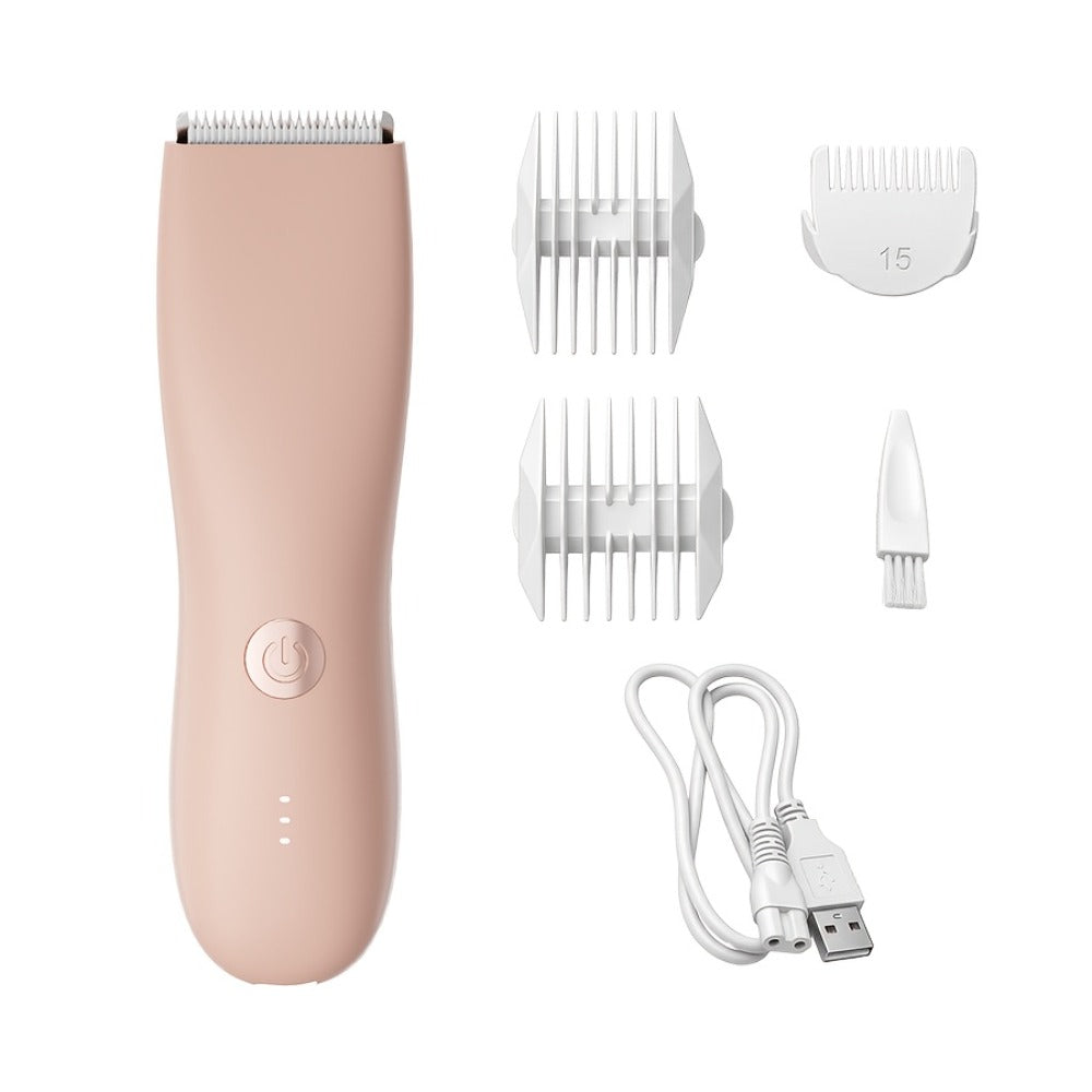 Body Hair Trimmer IPX6 Waterproof Replaceable Ceramic Blades with Limit Comb - Electric Groin Trimmer for Men Bikini Trimmer for Women Manscaping Groomer Black Green Purple Pink