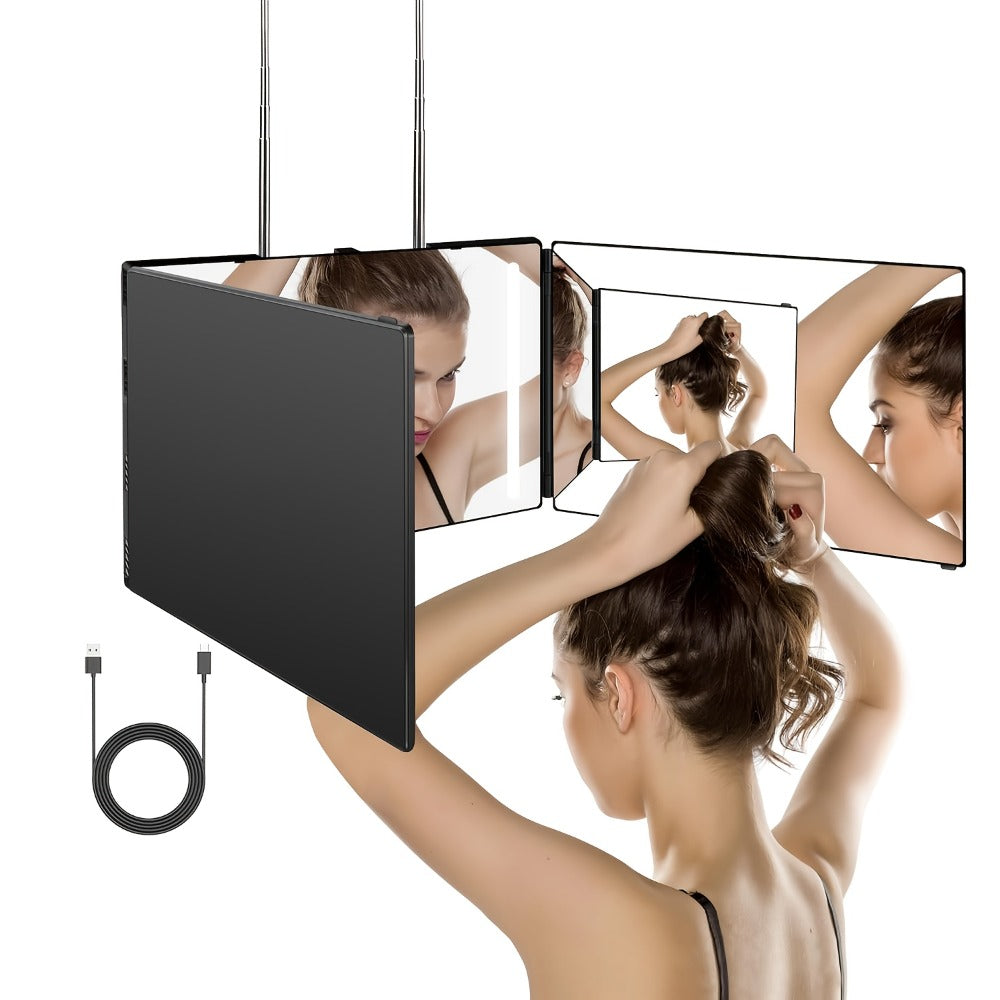 3 Way Mirror for Self Hair Cutting, 360 Haircuts Men for Barber Use Tools, to See Back Of Head