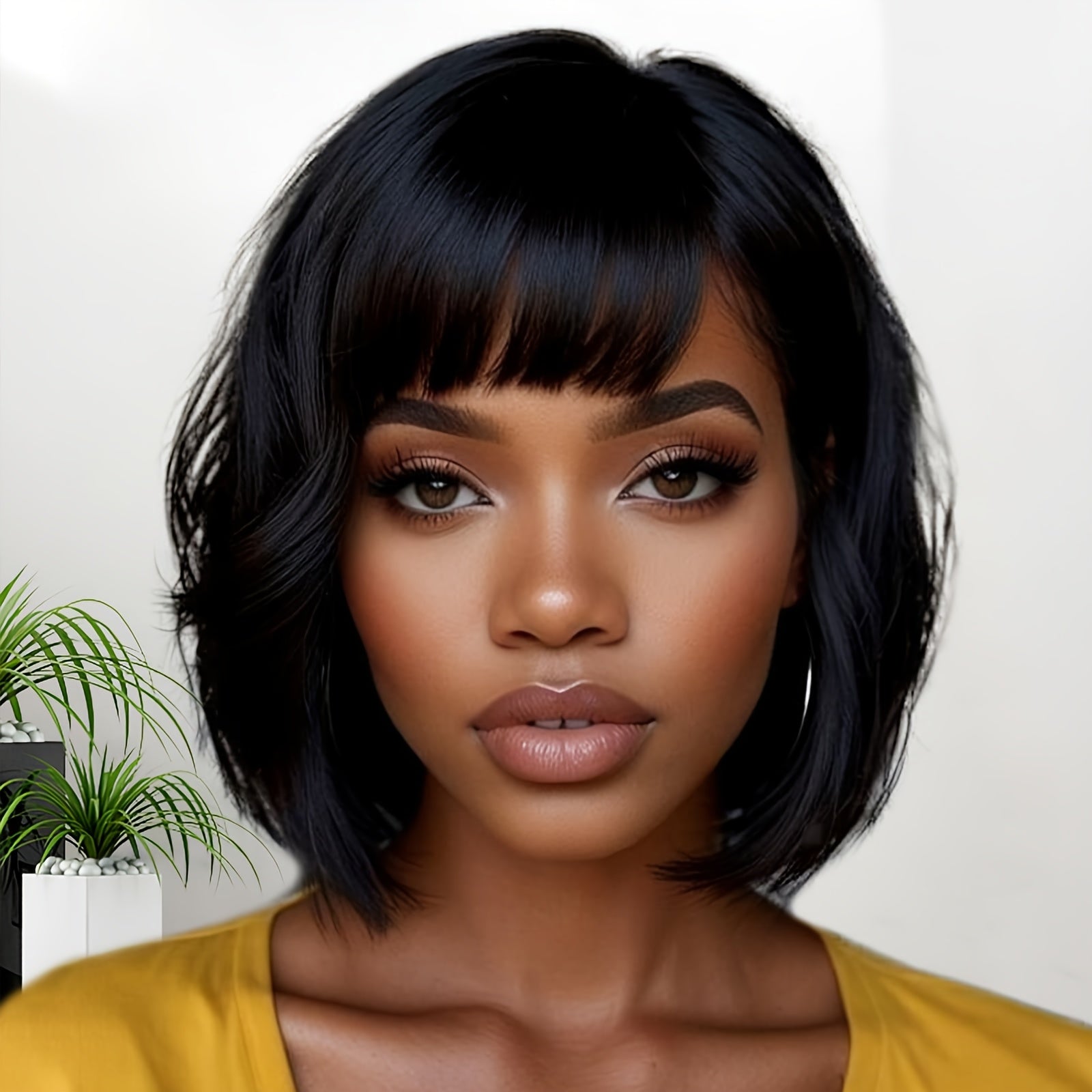 Human Hair Short Wigs for Women Short Curly Pixie Cut Bob Wig Human Hair Black Wigs with Bangs Short Bob Brazilian Remy Human Hair Wigs None Lace Front Wig (black)
