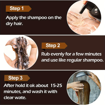 Hair Dye Shampoo 3-in-1 - Instant Grey Hair Coverage, Natural Herbal Hair Color Shampoo, Ammonia Free, Colors in Minutes, Lasts 30 Days, 16.91oz, 2 Pack for Men & Women