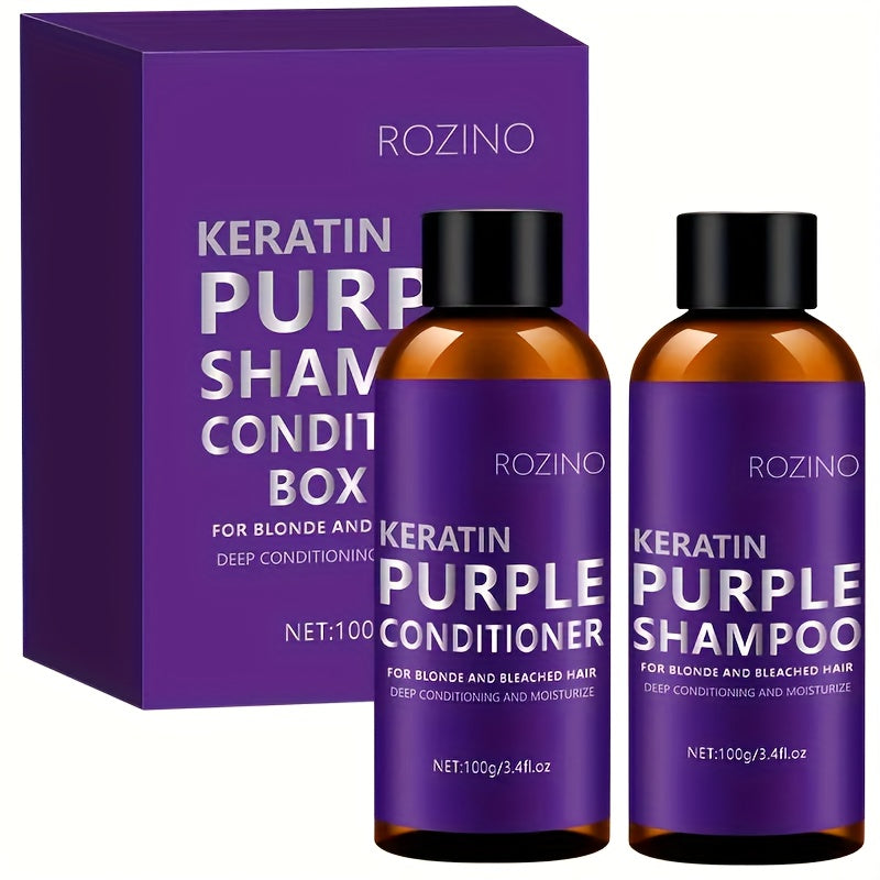 2pcs Purple Shampoo And Conditioner Set Deep Cleansing, Smooth And Shiny Daily Moisturizing Care Suitable for All Hair Types Strengthens Hair, Prevents Breakage And Split Ends Dual Purifying And Nourishing