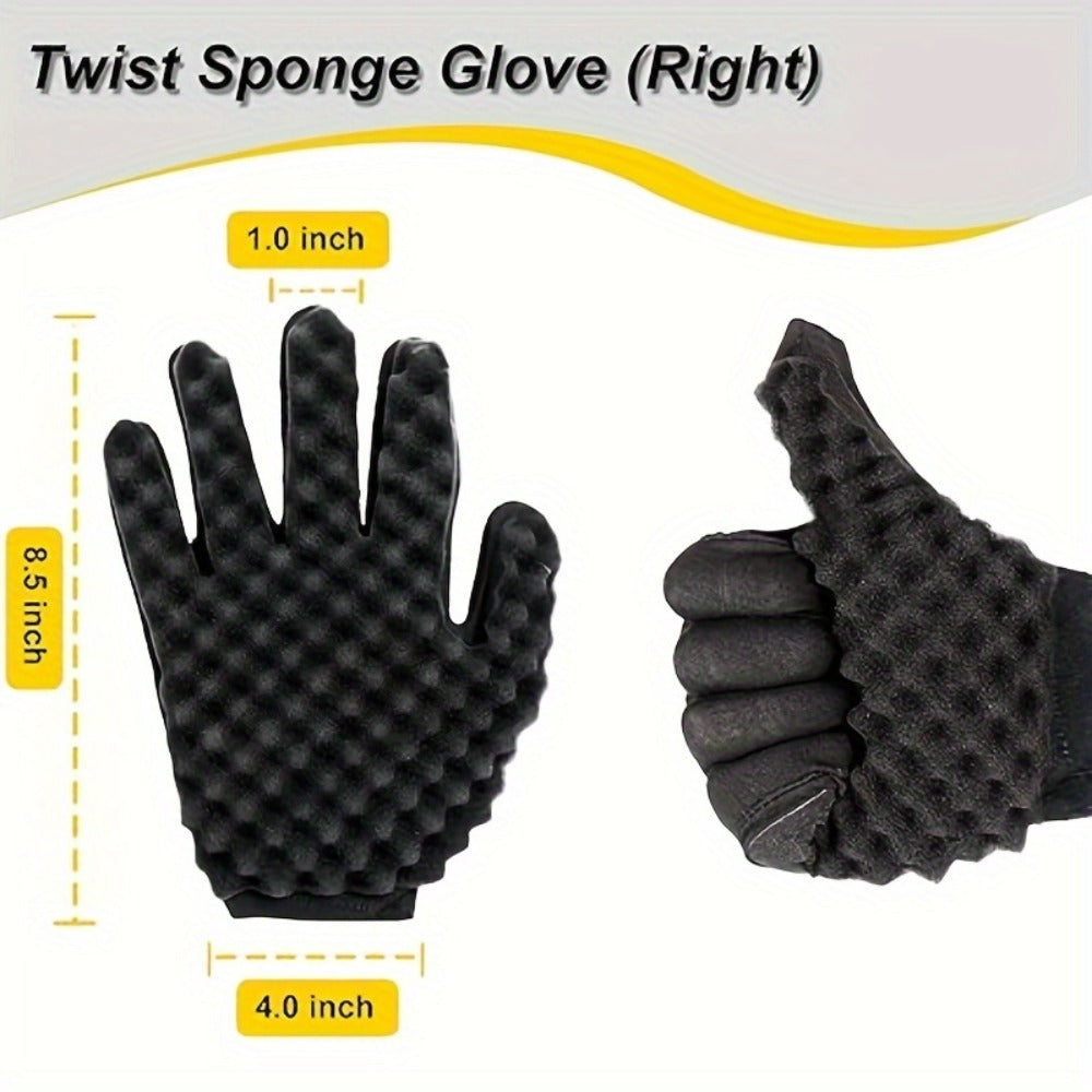 Curling sponge set with gloves, metal brush pick and twist comb suitable for both men and women