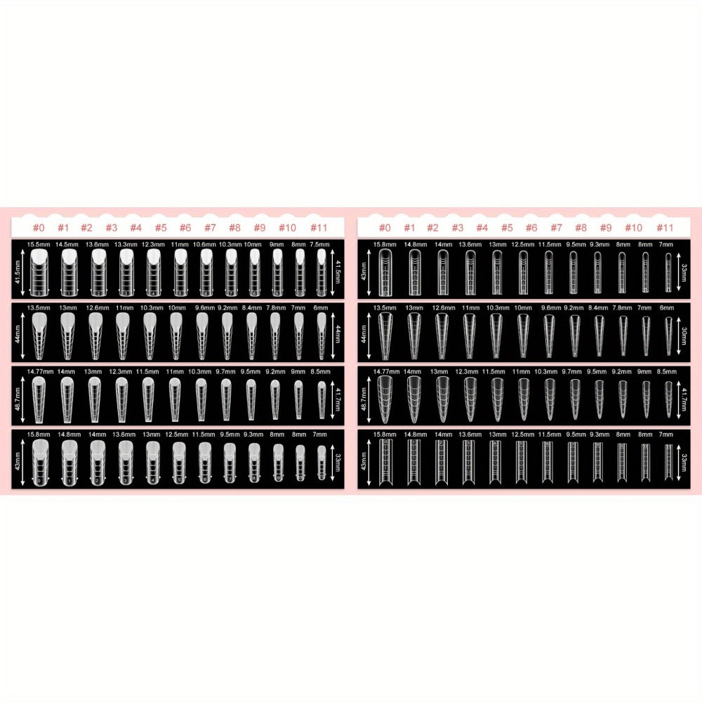 EBANKU Dual Form Kit, 192pcs Poly Gel Forms For French Nails, 96pcs Reusable Pads, 5pcs Clips, Brush Pen, Files Buffer, Extension Kit For Beginner